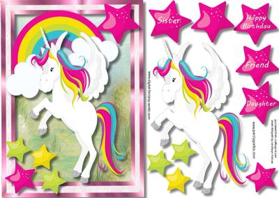 Lovely Whirte Unicorn and Rainbow
