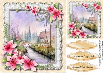 Beautiful River in a Scalloped Frame 