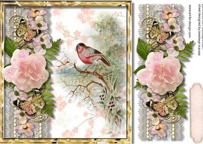 Beautiful Vintage Bird in a Tree