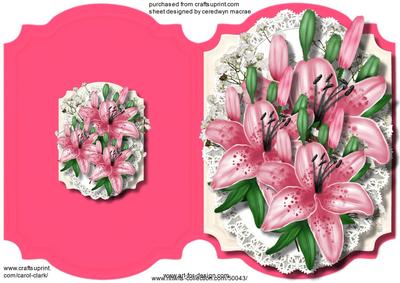 Print, Cut and Fold ,beautiful Pink Lillys 