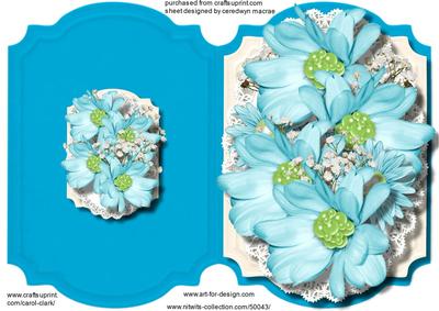 Print, Cut, and Fold, Beautiful Aqua Fantasy Flowers 
