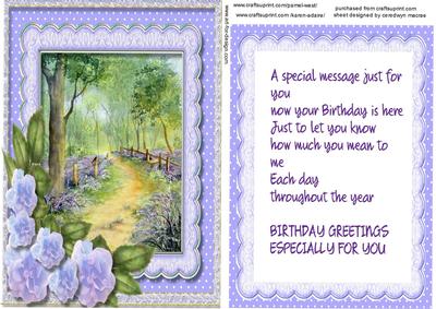 Birthday Topper with Incert and Verse Bluebell Woods
