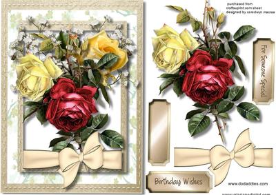 Beautiful Mixed Roses in a Stitched Frame 