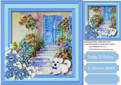 Lovely Blue Door with a Cute Dog 
