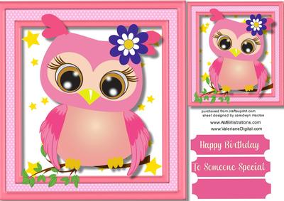 Beautiful Cute Owl in Pink 