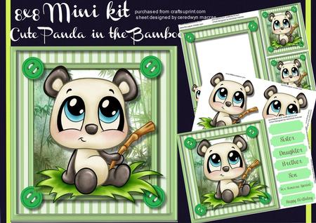 8x8 Mini Kit Cute Panda in the Bamboo