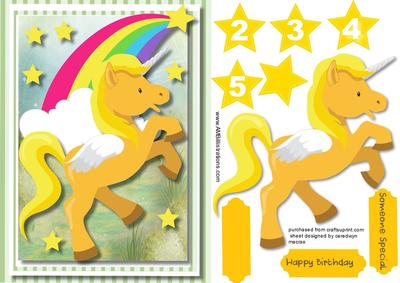 Lovely Magical Yellow Unicorn 