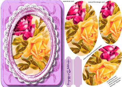 Beautiful Roses in a Oval Frame , Pyramid 