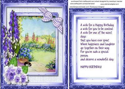 Topper with Incert and Verse , Foxgloves and Roses 