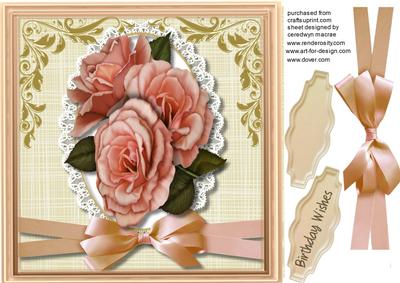 Beautiful Apricote Roses on Lace 