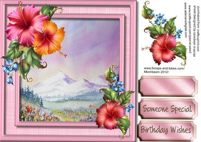 Beautiful Alpine Scene and Hibiscus
