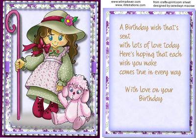 Topper, with Incert and Verse, Little Bo=peep