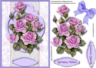 Lilac Roses in a Ornate Frame .