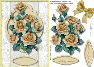 Gold Roses in a Ornate Frame 