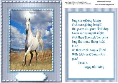 Topper., with Incert and Verse, Beautiful White Horse