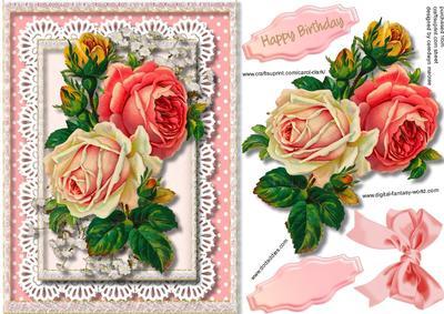 Beautiful Roses on Lace 