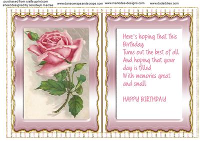 Incert with Verse and Pink Roses .