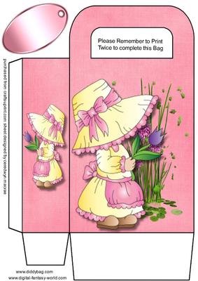 Pink Gift Bag , Bonnet Girl