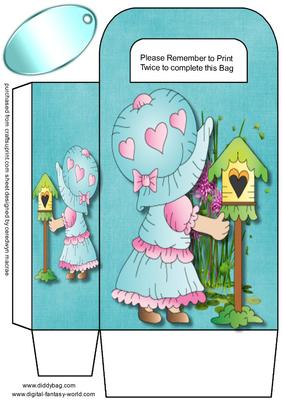 Lovely Aqua Gift Bag , Bonnet Girl