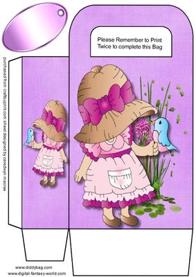Lovely Lilac Gift Bag, Bonnet Girl