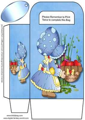 Lovely Blue Gift Bag, Bonnet Girl