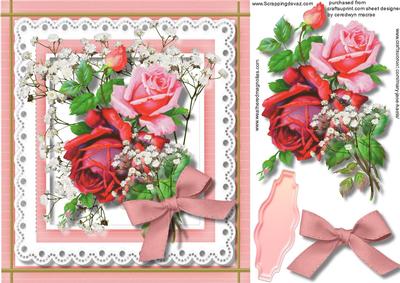 Beautiful Roses on Scalloped Lace 