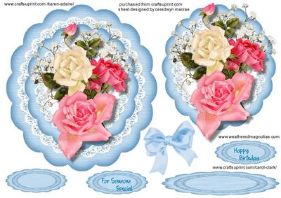Easel or Topper Beautiful Mixed Roses 