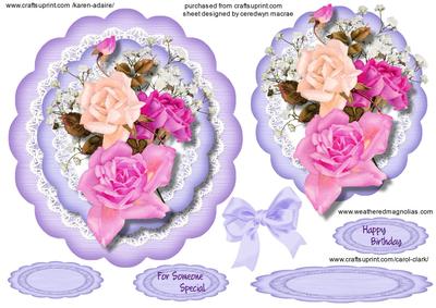 Easel or Topper Mixed Lilac Roses 
