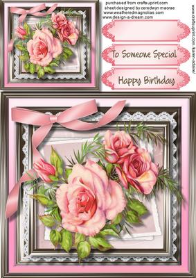 Beautiful Soft Pink Roses on Lace .