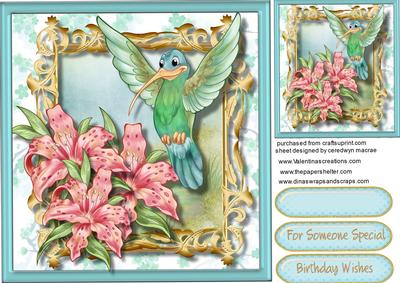 Beautiful Hummingbird and Tiger Lillies 