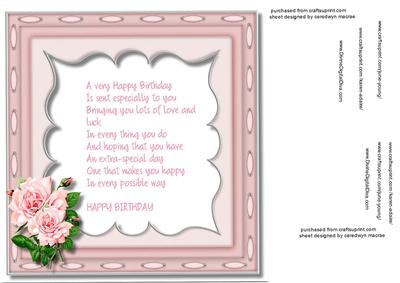 Incert with Vers and Stunning Pink Roses ( Birthday )