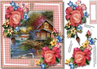Beautiful Rosyposy Roses in a Gingham Frame 