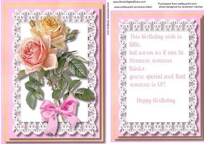 Topper, with Incert and Verse Birthday Roses 