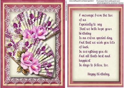 Topper, with Incert and Verse Birthday Fans 