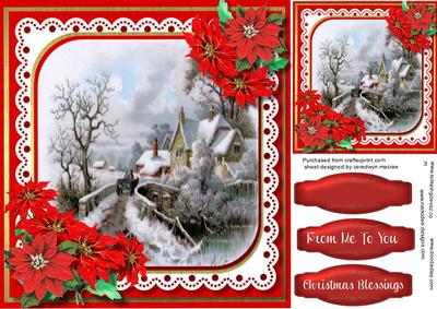 Beautiful Christmas Scene with Poinsettias