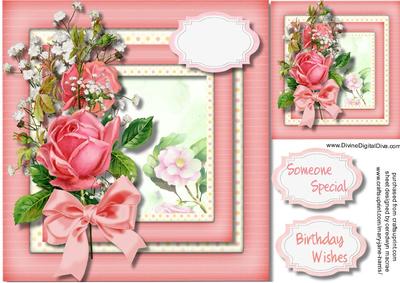 Beautiful Pink Roses in a Pink Frame 