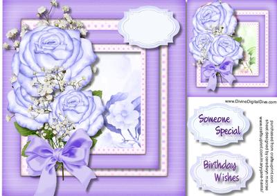 Beautiful Lilac Roses in a Lilac Frame 