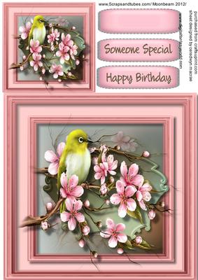 Beautiful Yellow Finch in the Blossom 