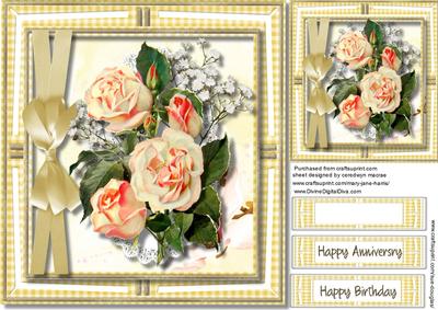Beautiful Yellow Gingham Frame with Roses
