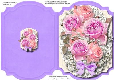 Print, Cut, and Fold Beautiful Lilac and Pink Roses 