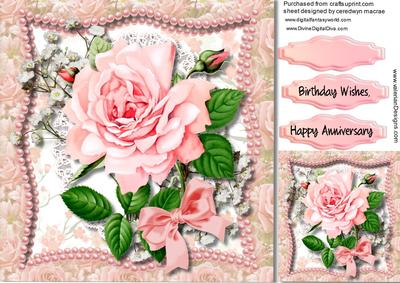 Pink Roses Ihn a Scalloper Pearl Frame 