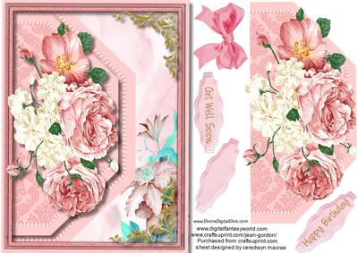 Lovely Pink Envelope Card with Roses 