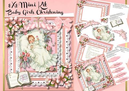 8x8 Mini Kit Baby Girl's Christening or Baptism 