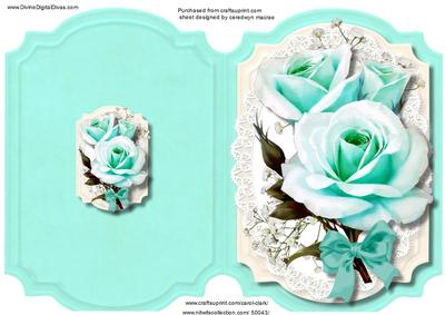 Print, Cut, and Fold ,beautiful Aqua Roses 