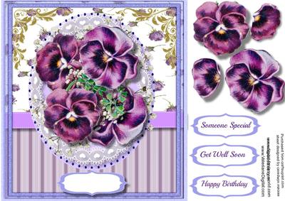 Beautiful Pansy's on Lace 
