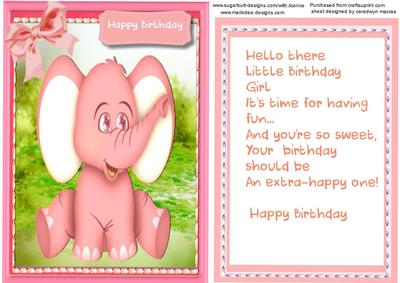 Cute Pink Birthday Elephant