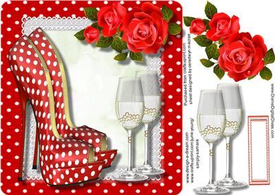 Lovely Red Polka Dot Shoes with Red Roses 