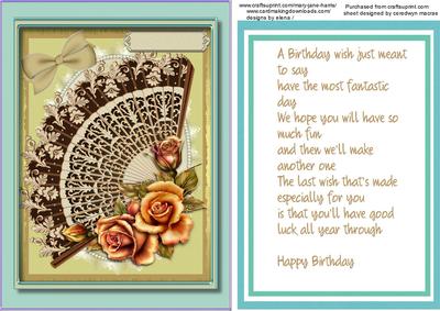 Beautiful Fan and Golden Roses , (birthday)
