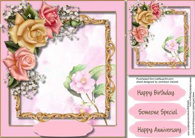 Beautiful Roses in a Ornate Frame 