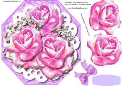 Lovely Lilac Octagonal with Roses and Babys Breath 